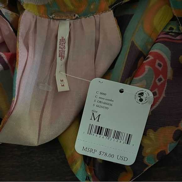 Free People Strawberry Oversized Flowy Colorful Scoop Neck Racerback Tank; M - Picture 7 of 16